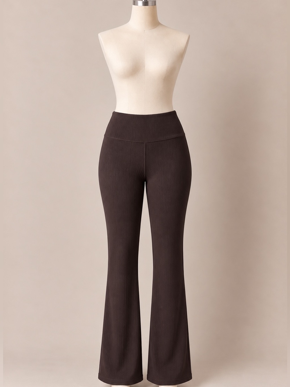 Avia SoftSculpt XL Brown Ribbed Flare Leggings High Rise Yoga Pants